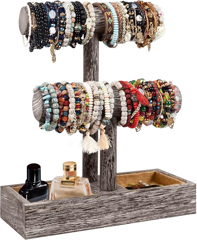 LadyRosian 2 Tier Wooden Display Jewelry Accessory Stand Jewelry Bracelet by LadyRosian