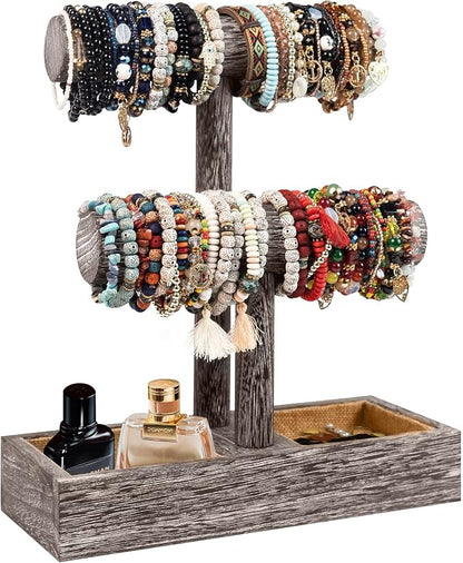 LadyRosian 2 Tier Wooden Display Jewelry Accessory Stand Jewelry Bracelet by LadyRosian