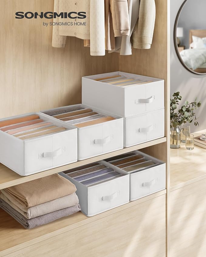 SONGMICS Set of 6 Large Size Wardrobe Clothes Organizers, 6-Compartment - Image 2