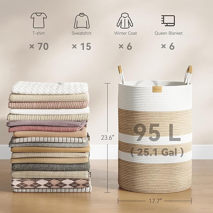 95L Striped Laundry Hamper - Image 4