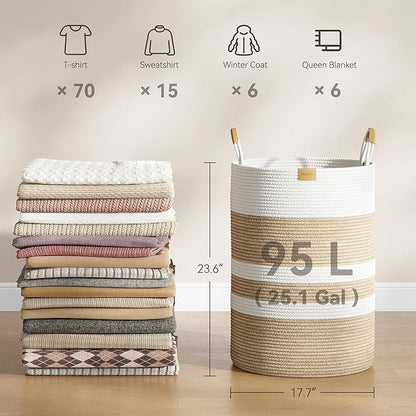 95L Striped Laundry Hamper - Image 4
