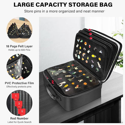 Enamel Pin Display Bag EVA Hard Shell Pin Trading Book, 18 Page Collectible Pin - Image 2