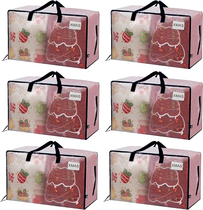 VENO 6 Pack Moving Bags and Large Christmas Decoration Storage Bins by Veno