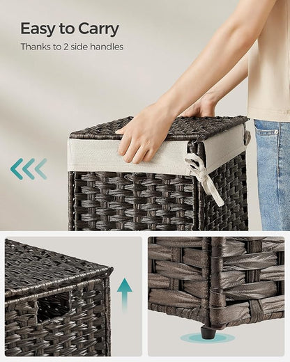 SONGMICS Storage Basket with Lid, 9.2 Gallon Storage Bin, Woven Blanket Storage - Image 5