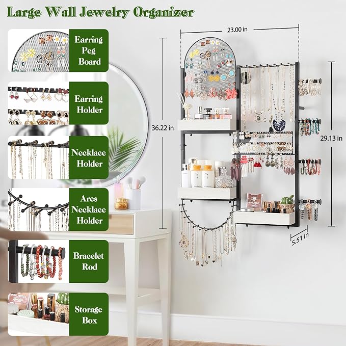 Keebofly Wall Mount Hanging Jewelry Organizer - Image 3
