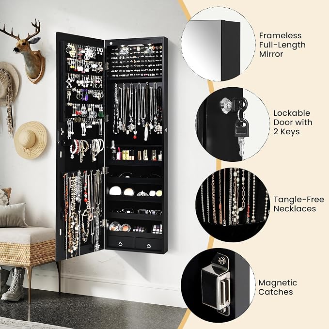 Giantex Wall Door Mounted Jewelry Armoire Cabinet - Image 6