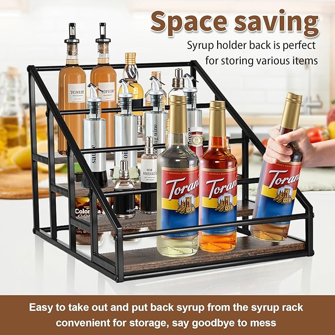 Coffee Syrup Rack Organizer, Liquor Bottle Display Shelf, Water cup display - Image 6