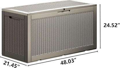 100 Gallon Resin Deck Box, Waterproof Outdoor Storage Box - Image 3