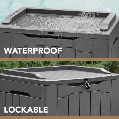 Devoko 30 Gallon Resin Deck Box Outdoor Indoor Waterproof Storage Box - Image 2