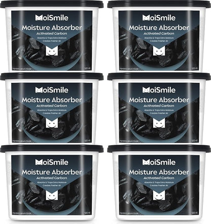 Moisture Absorbers 6 Pack, Activated Carbonfor Closet Dehumidifier Moisture by MoistureAbsorbers