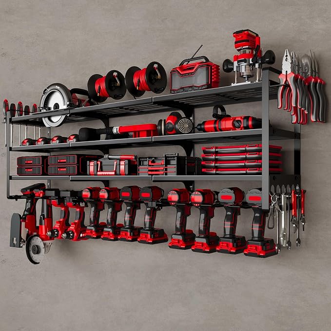 48" Large Power Tools Organizer Wall Mount, 12 Drill Holder by NattyDot