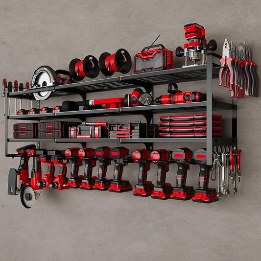 48" Large Power Tools Organizer Wall Mount, 12 Drill Holder by NattyDot