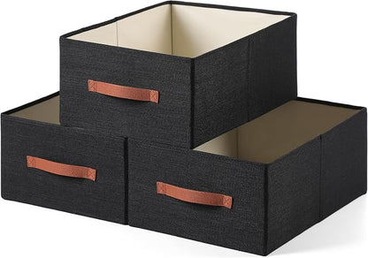 linen closet organizers and storage, 3 Pack Large Storage Baskets, Clothing by Unknown