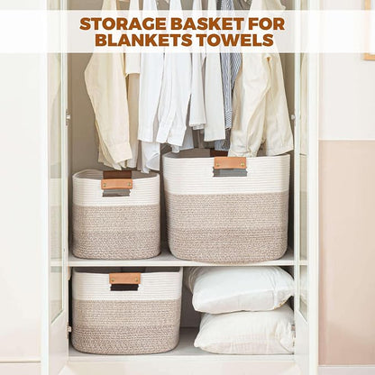 danpinera Rectangle Blanket Storage Basket, Large Blanket Basket Living Room - Image 4