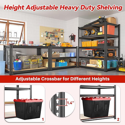 REIBII 72.05" H Storage Shelves 2300LBS Garage Shelving Heavy Duty Metal - Image 5