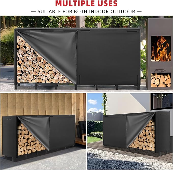 8FT Firewood Rack Outdoor with Cover, Heavy Duty Adjustable Firewood log - Image 4