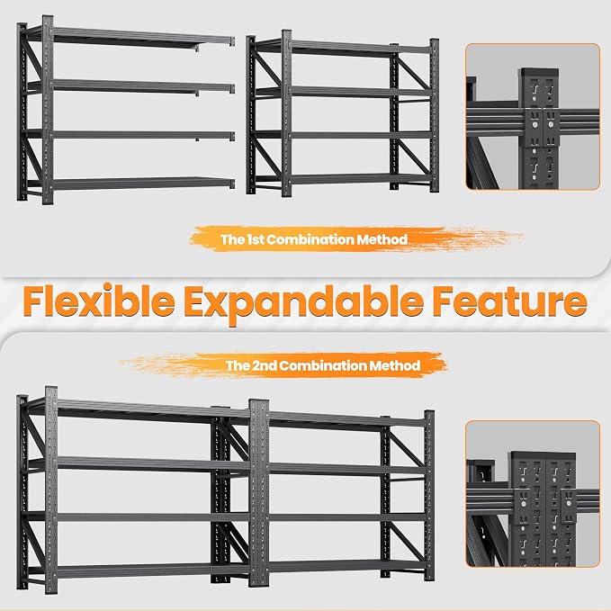 40”W Metal Storage Shelves, 20” Deep Heavy Duty Garage Shelving Units, 4 Tier - Image 6