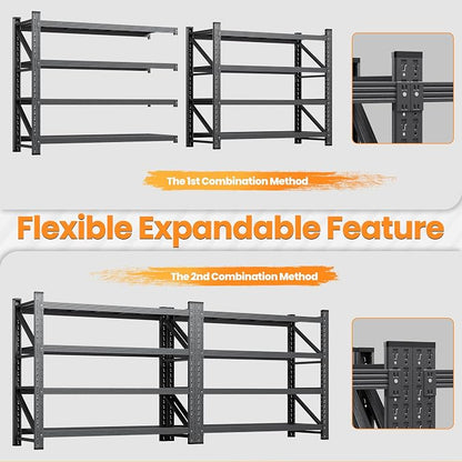 60"W Metal Shelving Units, 5000LBS Garage Shelving Heavy Duty, 4 Tier Tall - Image 6