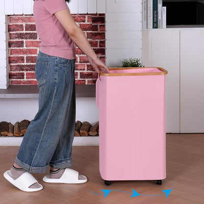 Laundry Basket with Wheels, 110L Clothes Hamper - Image 3