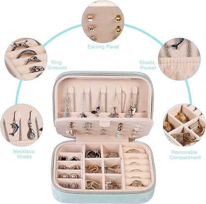 Dajasan Velvet Jewelry Boxes, Mini Travel Jewelry Case, Small Portable Travel - Image 3