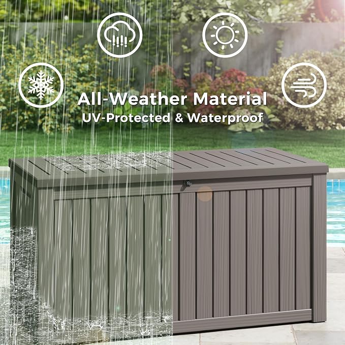 150 Gallon Resin Deck Box, Large Indoor and Outdoor Storage Box, Weatherproof - Image 3