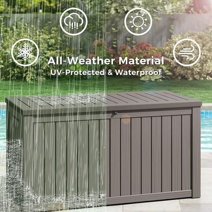 150 Gallon Resin Deck Box, Large Indoor and Outdoor Storage Box, Weatherproof - Image 3