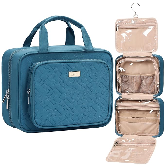 NISHEL Travel Toiletry Bag for Women, Makeup Essentials Organizer, Hanging Case by NISHEL