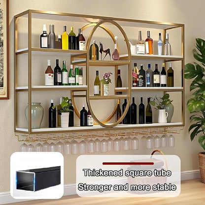 63IN Large Wall Mount Wine Rack, Metal 4 Tier Hanging Bottle Holder - Image 4