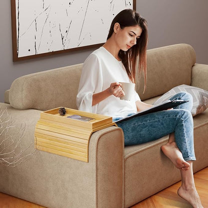 Bamboo Sofa Arm Rest Tray Table - Image 9