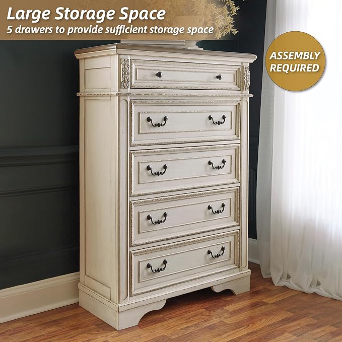 Signature Design by Ashley Realyn French Country 5 Drawer Chest, Tipover - Image 4