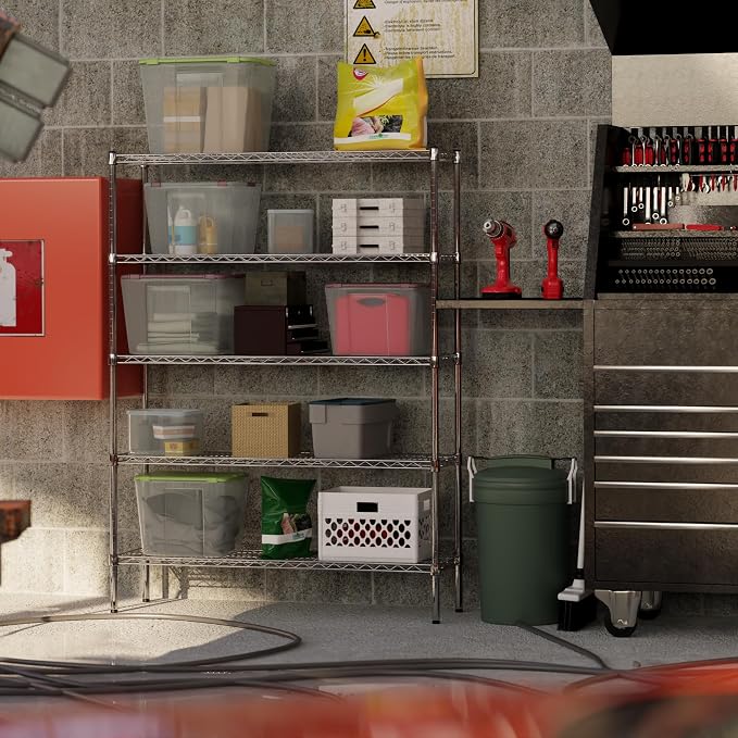 14" Deep x 48" Wide x 64" Height Wire Shelving Kit | 5-Tier | NSF Commercial - Image 7