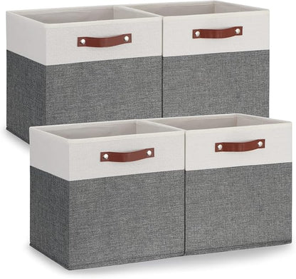 Temary 13x13 Storage Cubes 4 Pack Fabric Cube Storage Bins Large Storage Baskets by TEMARY