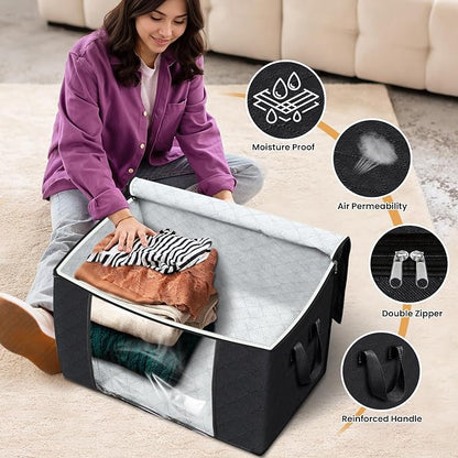 Fab totes 24 Gallons Clothes Storage, Foldable Thick Fabric Blanket Storage Bags - Image 4