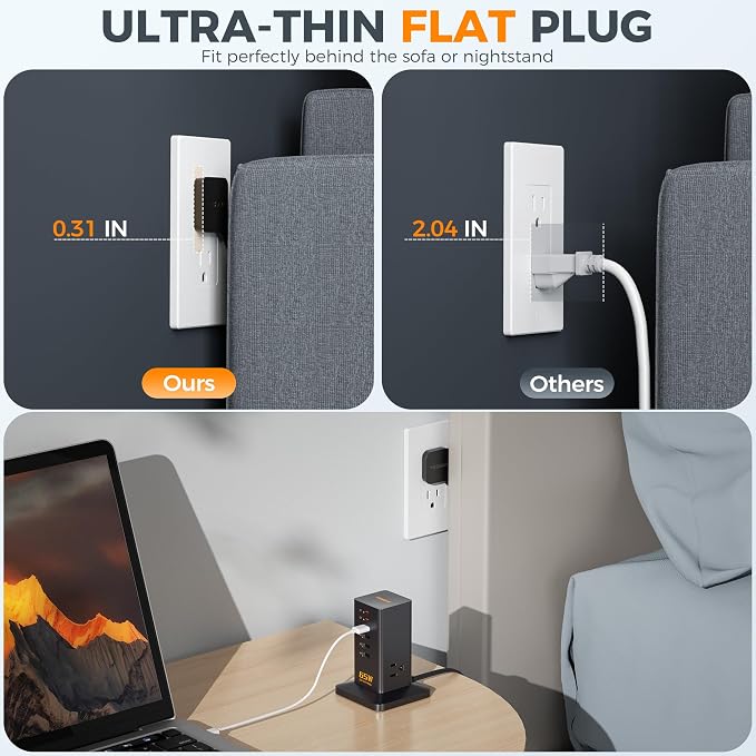 USB Charging Station for Multiple Devices PD 65W, TESSAN 9-in-1 USB C Charger - Image 2