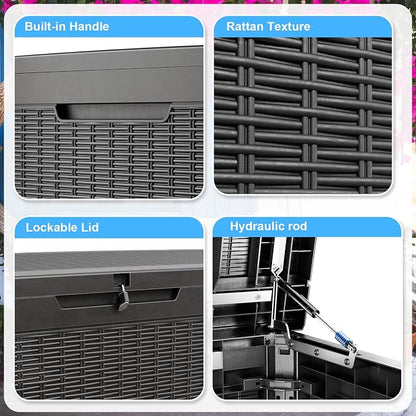 260 GallonOutdoor Storage Box, Resin Deck Boxes Waterproof, IndoorOutdoor Bin - Image 7