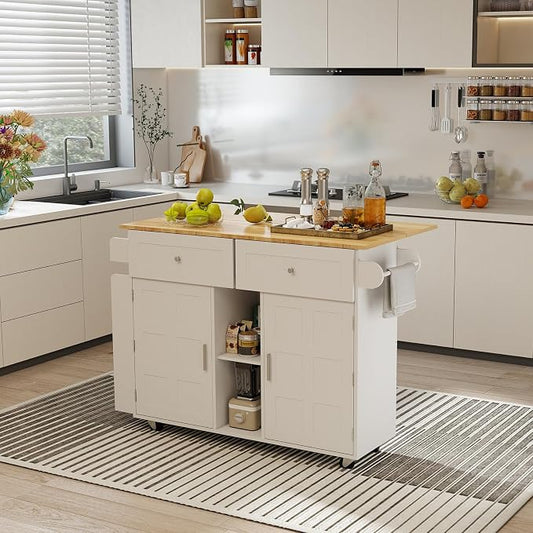 YOURLITE Kitchen Islands with Wheels, Home Bar Table with Spice Rack & with by YOURLITE