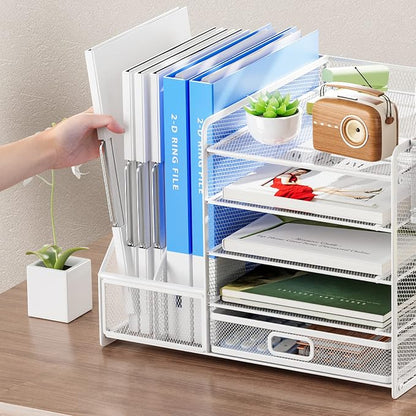 Marbrasse Desk Organiser with File Holder, 5-Tier Paper Letter Tray Organiser - Image 5
