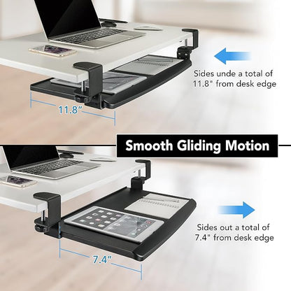 EHO Prime Desk Clamp Keyboard Tray, Under Desk Sliding Retractable Drawer - Image 3
