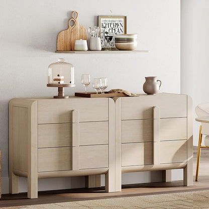WAMPAT 6 Drawer Dresser for Bedroom, 2 in 1 63" Wide Mid Century Modern Wide - Image 3