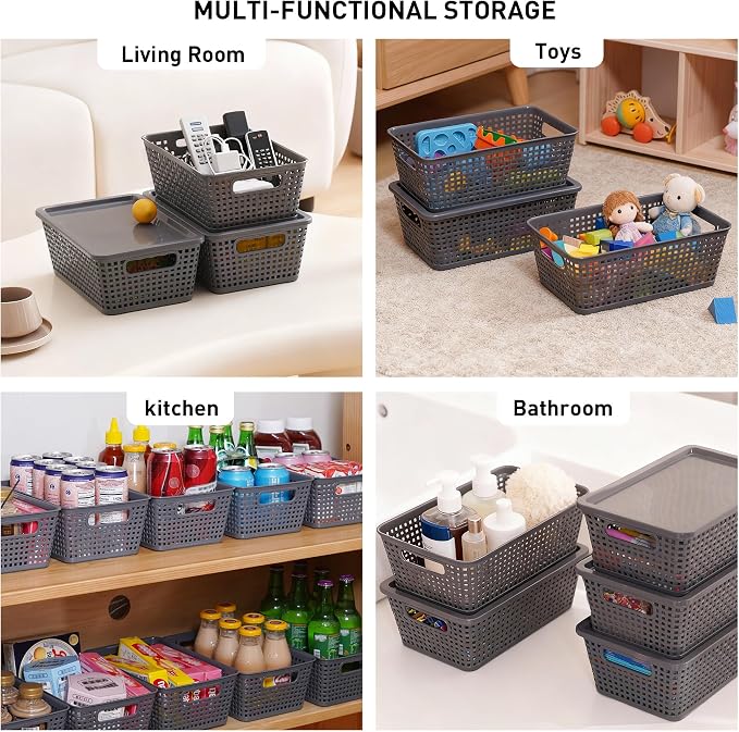 Plastic Storage Baskets With Lid, Storage Bins - Image 3