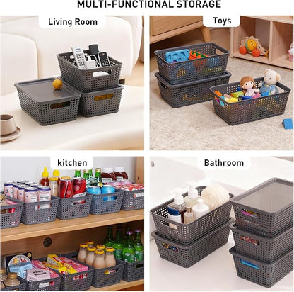 Plastic Storage Baskets With Lid, Storage Bins - Image 3