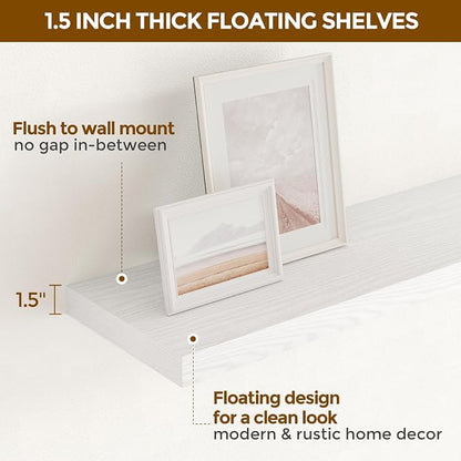 Fun Memories White Floating Shelves 48 Inch Long, Wood Wall Shelves 48x9.3x1.5 - Image 6