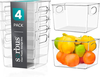 Sorbus Medium Clear Plastic Storage Bins by Sorbus