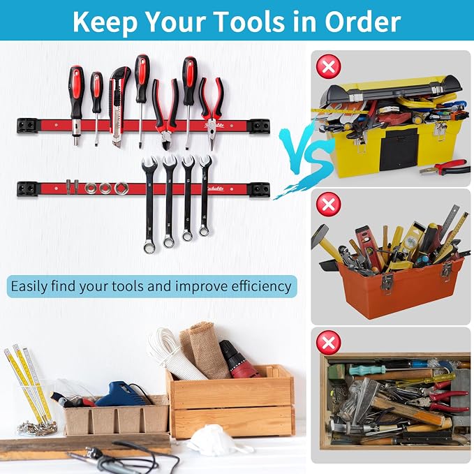 12" 18" 24" Magnetic Tool Holder Strip, Metal Tool Organizer Rack - Image 5
