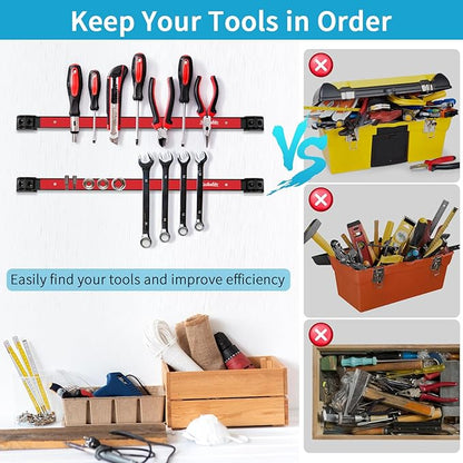 6 Pieces 12" Magnetic Tool Holder Strip, Metal Tool Organizer Rack - Image 5