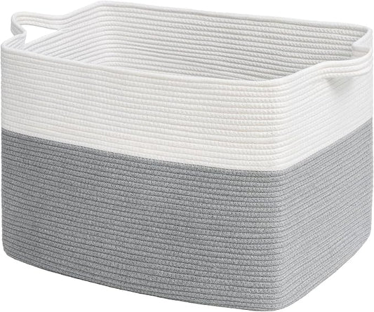 Goodpick 105L Extra Large Woven Blanket Basket Cotton Rope Storage Baskets by Goodpick
