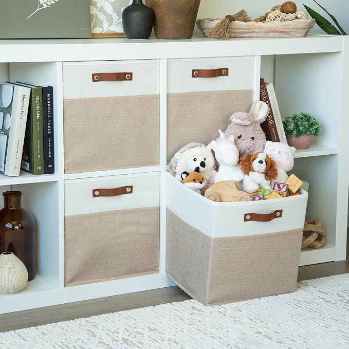 OrganiHaus 13" x 13" x 13" Cube Fabric Storage Bins Set of 4, Fabric Storage - Image 3