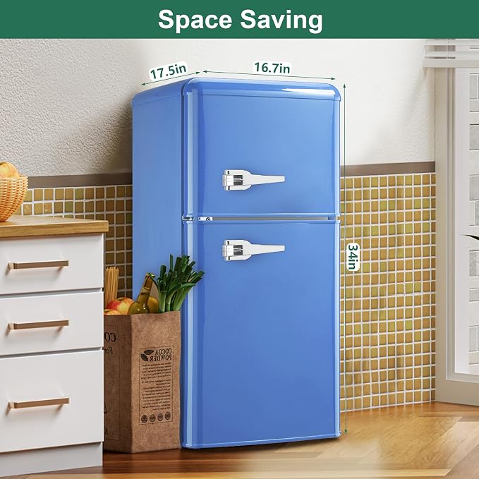 Retro Mini Fridge with Freezer, 3.2 Cu. Ft. Small Retro Refrigerator with - Image 6