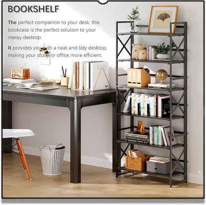 4NM 6 Tiers No Assembly Book Shelves, 61.8" H Folding Bookshelf Bookcase Open - Image 3