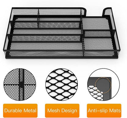 Desk Drawer Organizer, Small Metal Mesh Drawer Organizer Tray, Office Pencil - Image 3